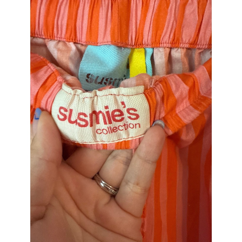 Susmies Collection Gabrielle Orange Pink Striped Wide Leg Pants Women Medium - Picture 5 of 6